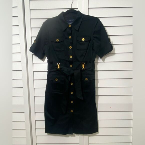 Navy Button-Up Dress - Picture 1 of 7